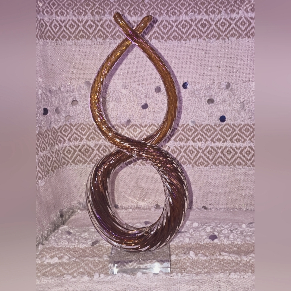 Gorgeous Amber and Clear Twisted Murano Glass Statue